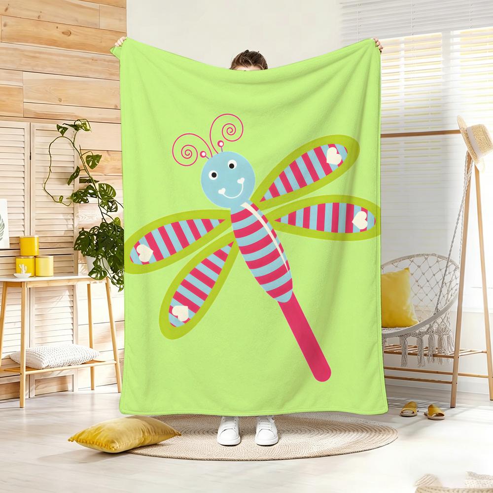 Cute Stuff Dragonfly Throw Lightweight 240G Flannel Blanket Soft Skin-Friendly For Summer Cooling