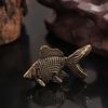 Cute Vintage Brass Goldfish Statue Ancient Elegant Goldfish Figurines Lifelike Exquisite Lucky Charm Animal Sculpture Halloween