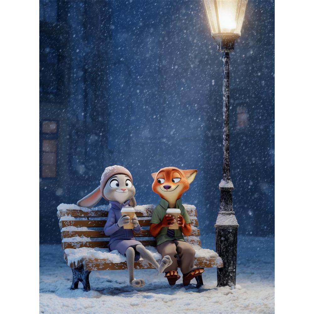 

Disney Diamond Painting Judy and Nicks Winter Healing Creation Cartoon Mosaic Diamond Cross Stitch DIY Gift/Home Decor Round 20x30cm