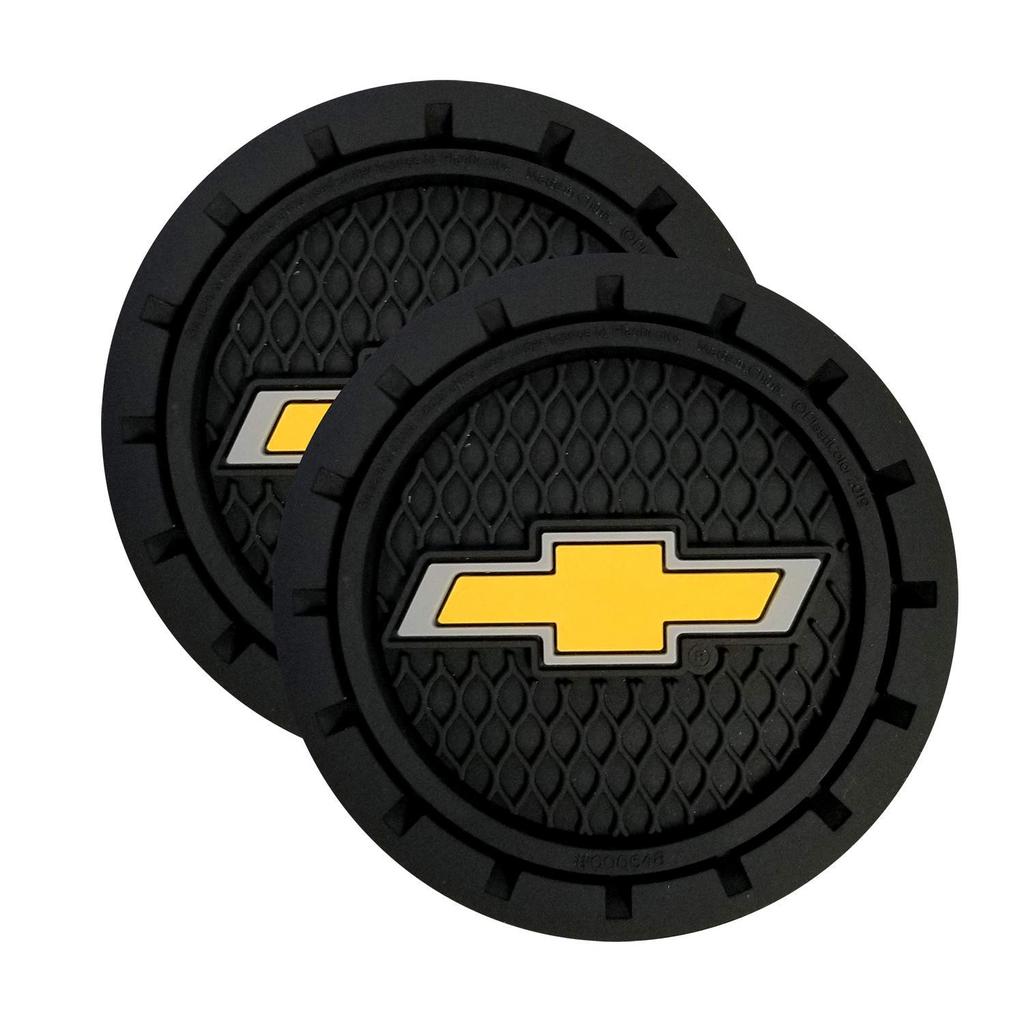 Plasticolor 000648R01 Chevrolet Bowtie Gold Cup Holder Coaster In Black
