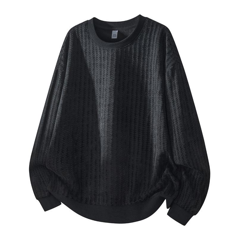 Men s Casual Loose Striped Heavyweight Hoodie Long Sleeve T-shirt - Japanese Style (Spring/Autumn Collection) 3XL