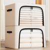 Foldable Clothes Storage Boxes Large Capacity Bins with Metal Frame Lids Clear Window and Sturdy Handles Daily Use