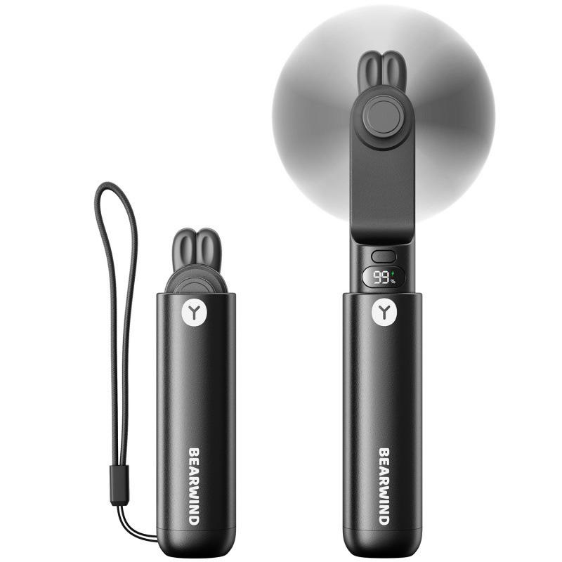 Portable Pink Silent Mini Bear Handheld Fan - Foldable, Low-Noise, Rechargeable, Ideal for Students 2000mAh