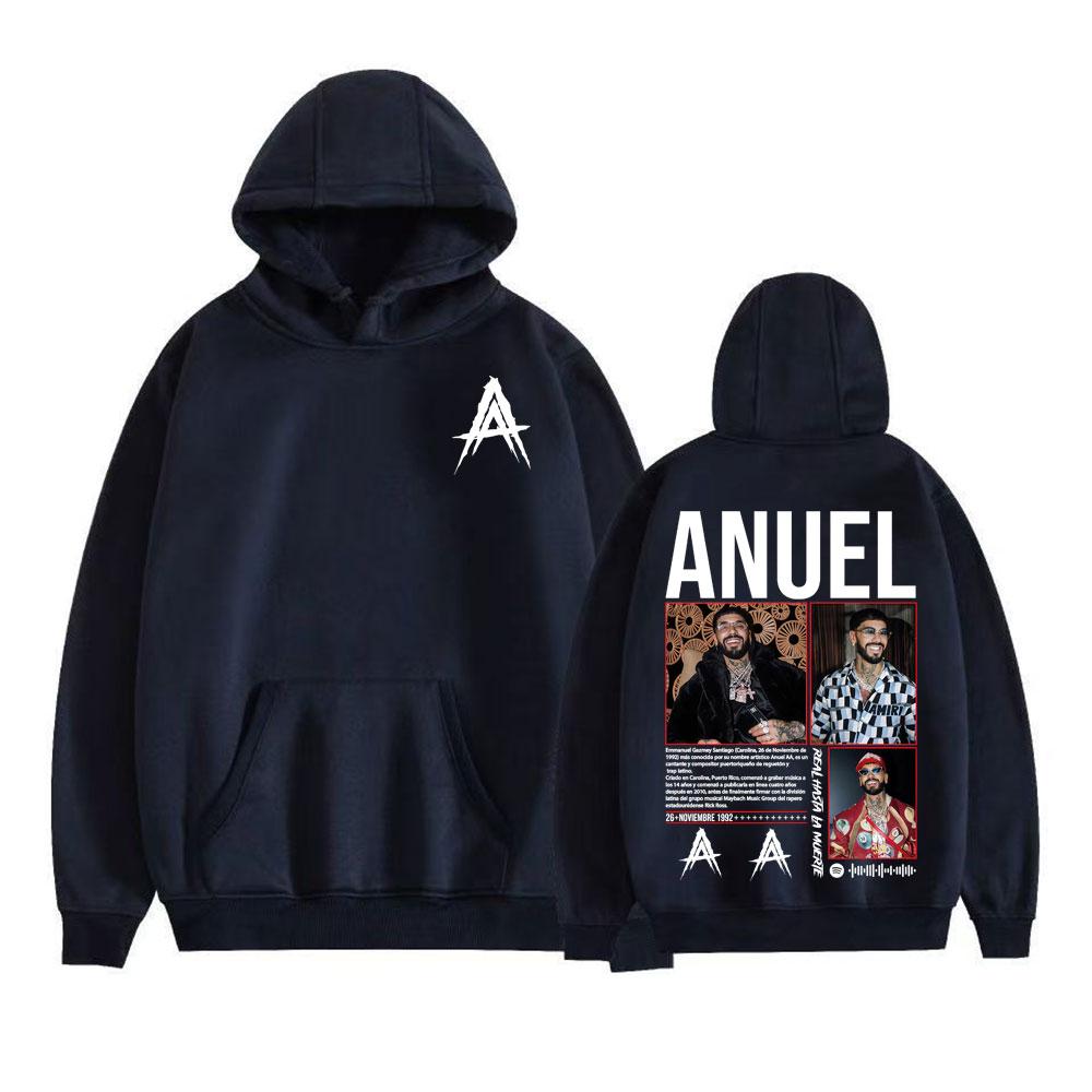 Anuel AA Real Hasta La Muerte 2025 World Tour Hoodies Men's Clothing Harajuku Hip Hop Sweatshirts Casual High Quality Pullovers