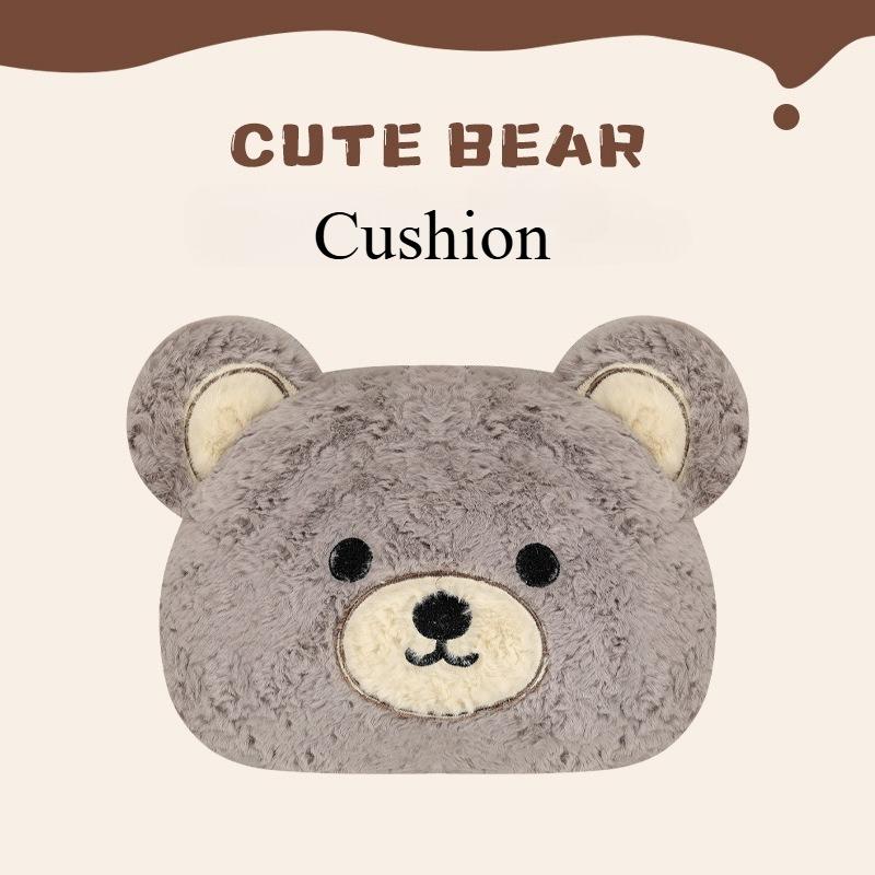 Cartoon 3D Bear Universal Car Seat Cushion Covers Plush Backrest for Autumn Winter Warm Cute Designed Seat Accessories