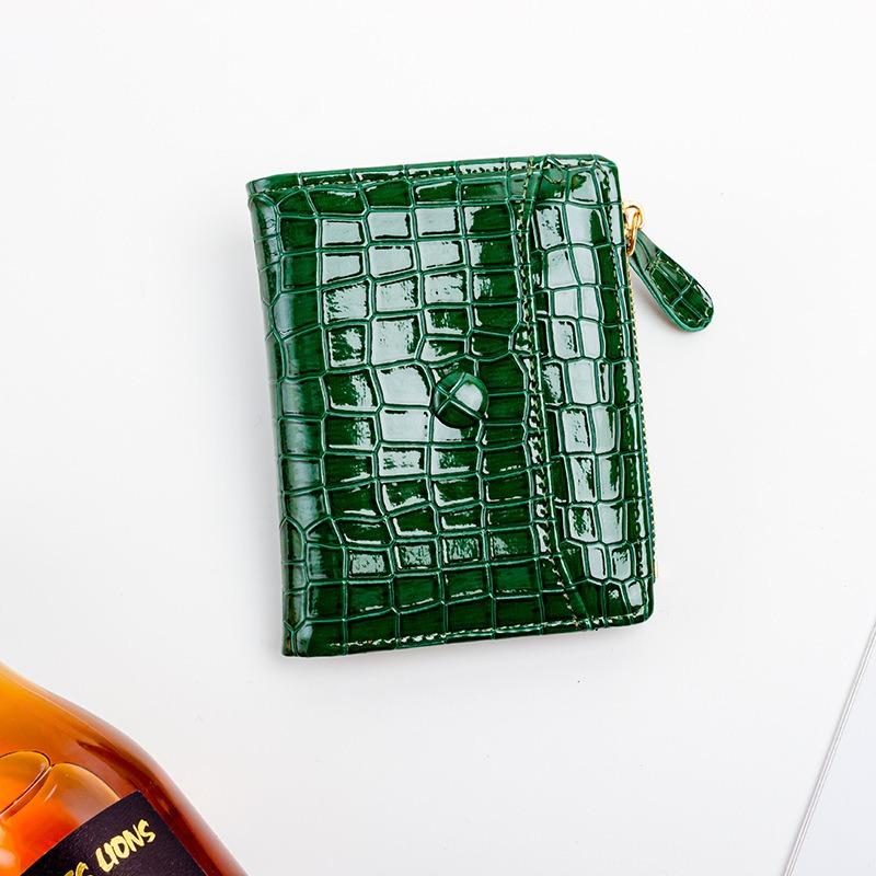 

Stone pattern personalized wallet, small new short lacquered wallet, card bag, cute change bag in hand 12*9*2.5 зелений