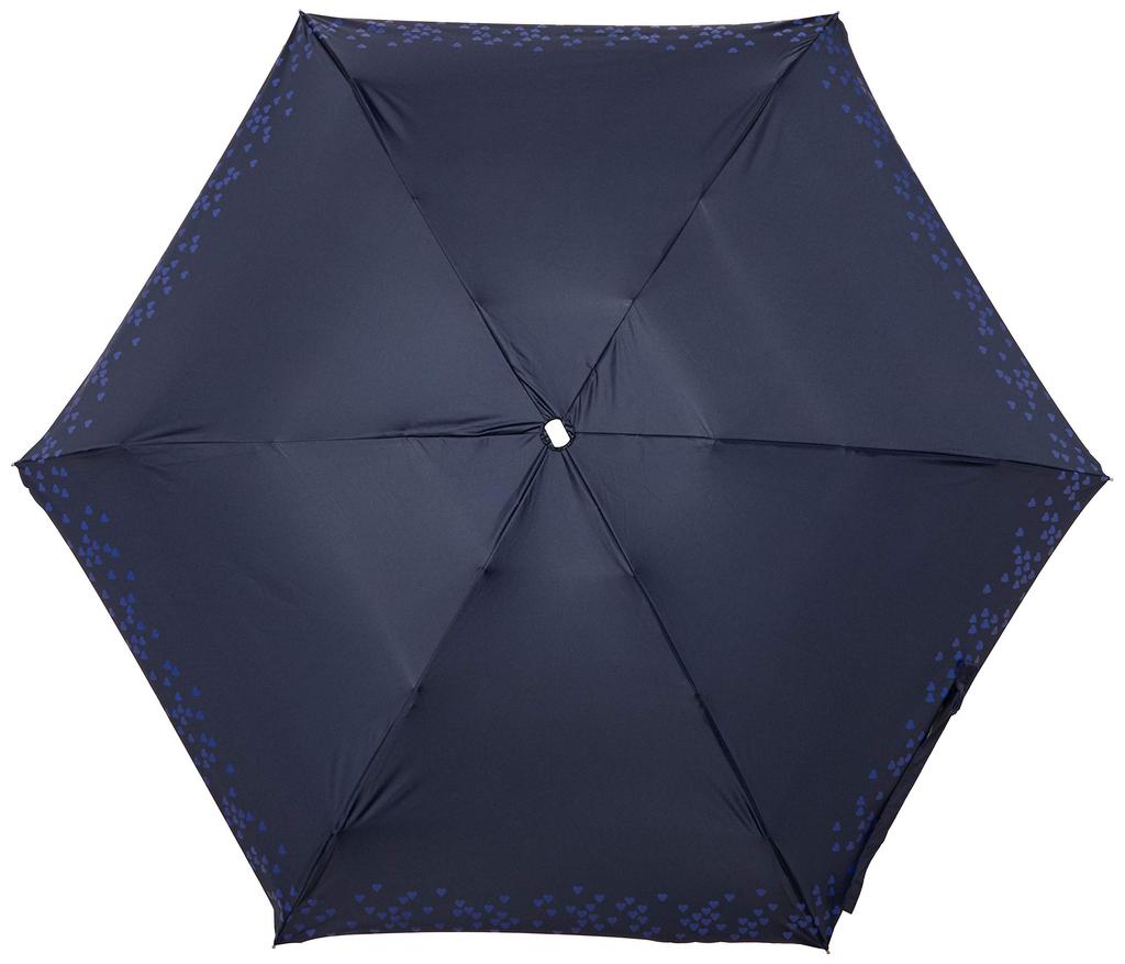 Moonbat estaa Heart Mini Folding Perfect Gift for Women for Rain or UV Light and Heat Navy Rib 50cm 5-Section Parasol, Simple, Stylish, Cute,