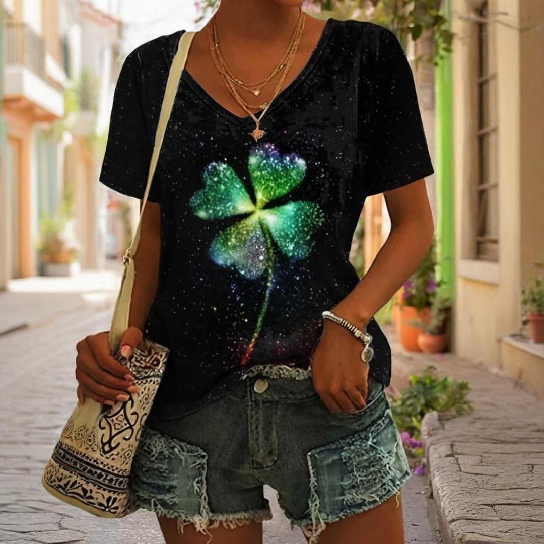 

Женская футболка летняя повседневная уличная блузка с V-образным вырезом и короткими рукавами Печатный рисунок универсальная Большой размер свободная удобная короткая 8XL