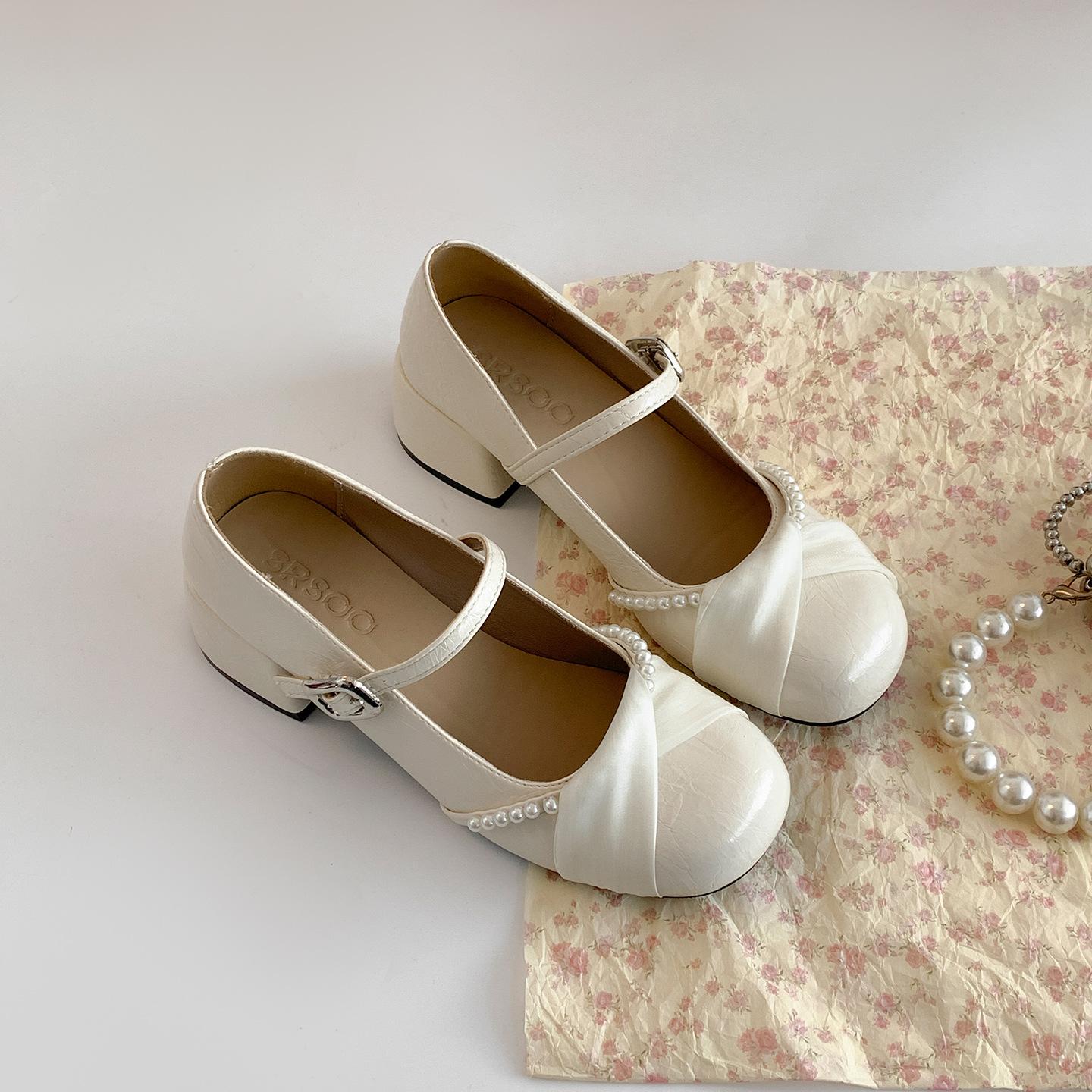 

Silver French fairy style thick heel heel heightened light mouth single shoes women s summer 2025 new with skirt retro Mary Jane shoes 35 бежевый