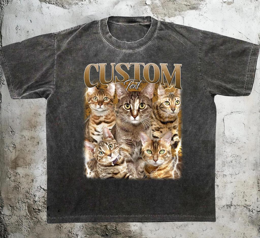 Custom Comfort Colors Vintage Bootleg PeT-Shirt Pet Photo + Name