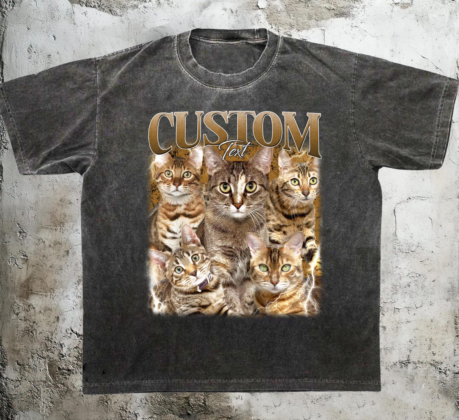 Custom Comfort Colors Vintage Bootleg PeT-Shirt Pet Photo + Name S