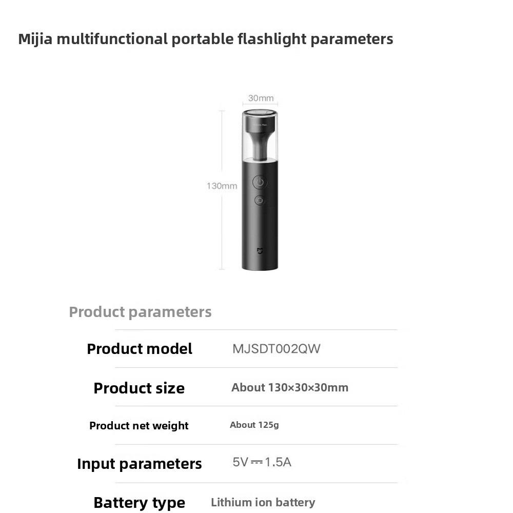 Xiaomi Mijia Multi-functional Portable Flashlight - Strong Light, Ultra-Bright, Long Range, Charging, Household Use
