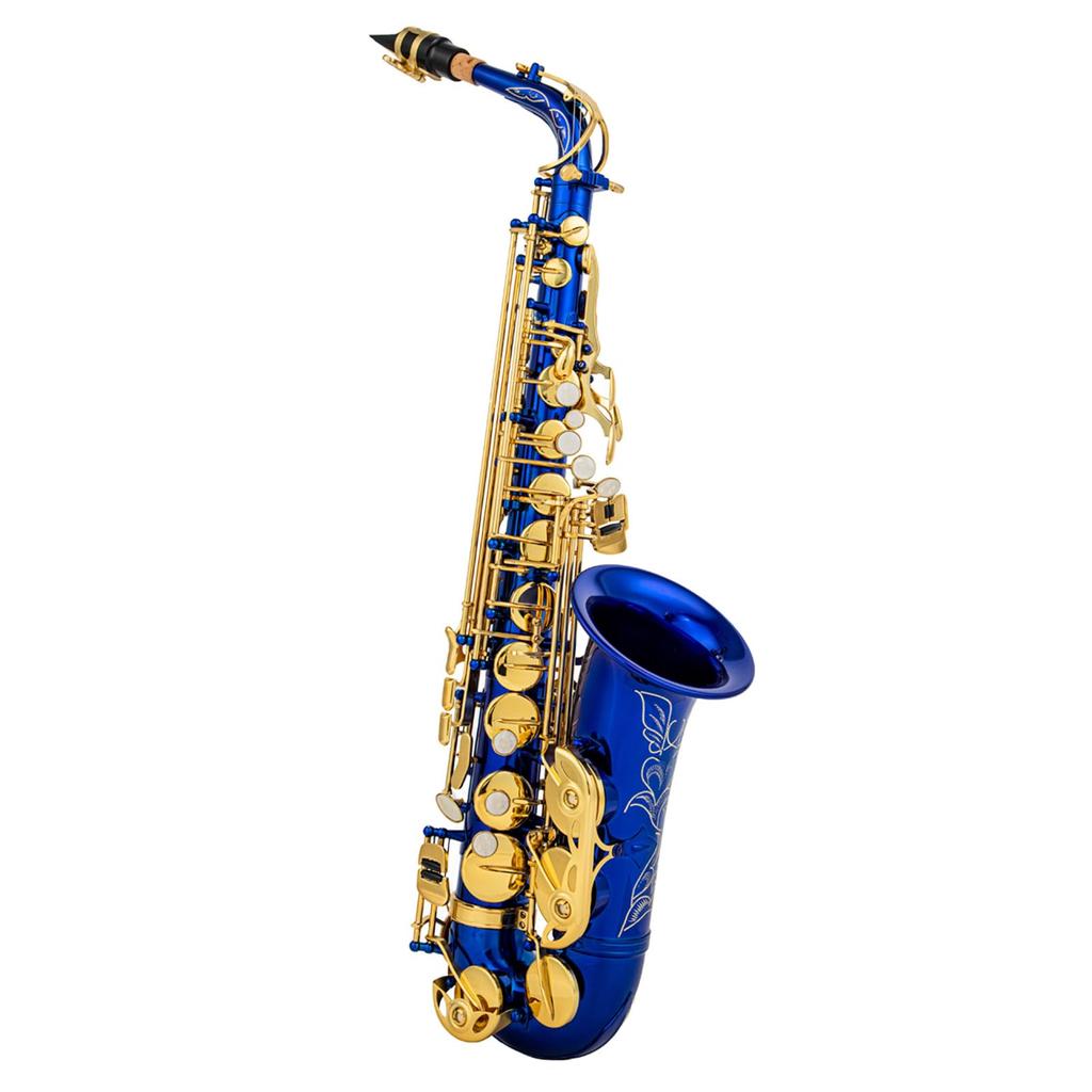 Btuty Eb Alto Saxophone Brass E Flat Saxophone 802 Key Type Woodwind Instrument with Cleaning Rod Cloth Gloves Strap Padded Case… (Blue)