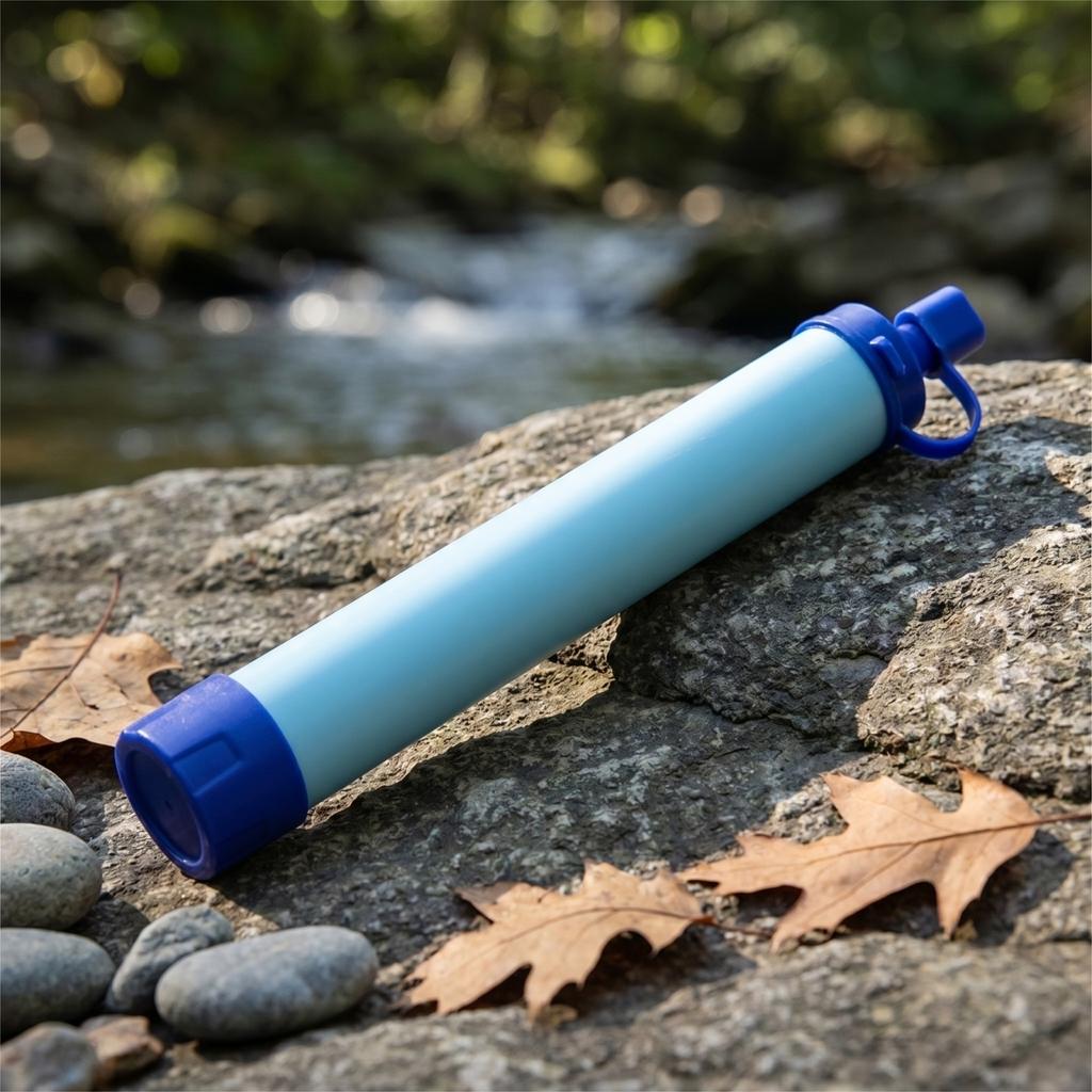 Portable Survival Water Filter Straw Outdoor Emergency Drinking Filter Lightweight Compact Water Purifier for Hiking Camping Travel