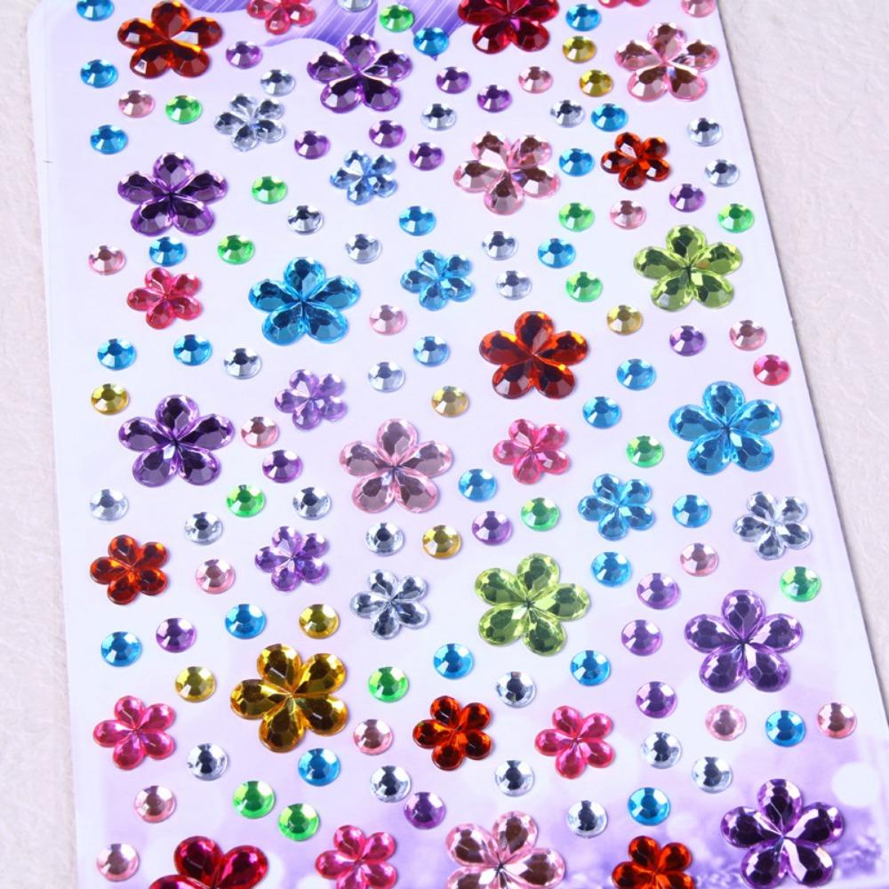 4 Pcs children's sparkling makeup stickers with three-dimensional stars, pentagonal stars, heart-shaped circular crystals, diamonds, gemstones