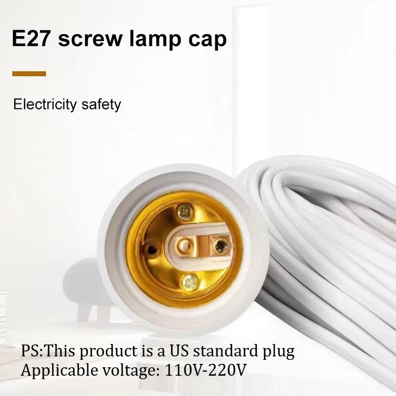 3/5/10m Lamp Bases Universal With Switch Led Bulb Socket Adapter E27 Screw Lamp Holder Accessories Tools Two Plugs Suspension