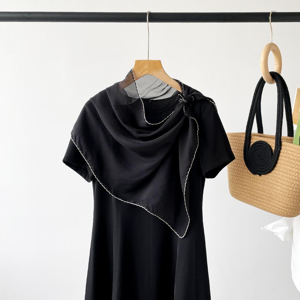 

Новый шарф с кружевным узором в виде облаков, имитация шелкового шарфа, женский стиль, простой стиль, однотонный тонкий маленький длинный шарф 45*105cm