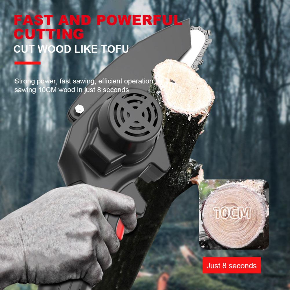 21V 6/4 Zoll Elektrische Kettensäge Einhändig Mini Elektrische Astsägen zum Holzschneiden/Baumschneiden/Äste Beschneiden Schneidwerkzeuge