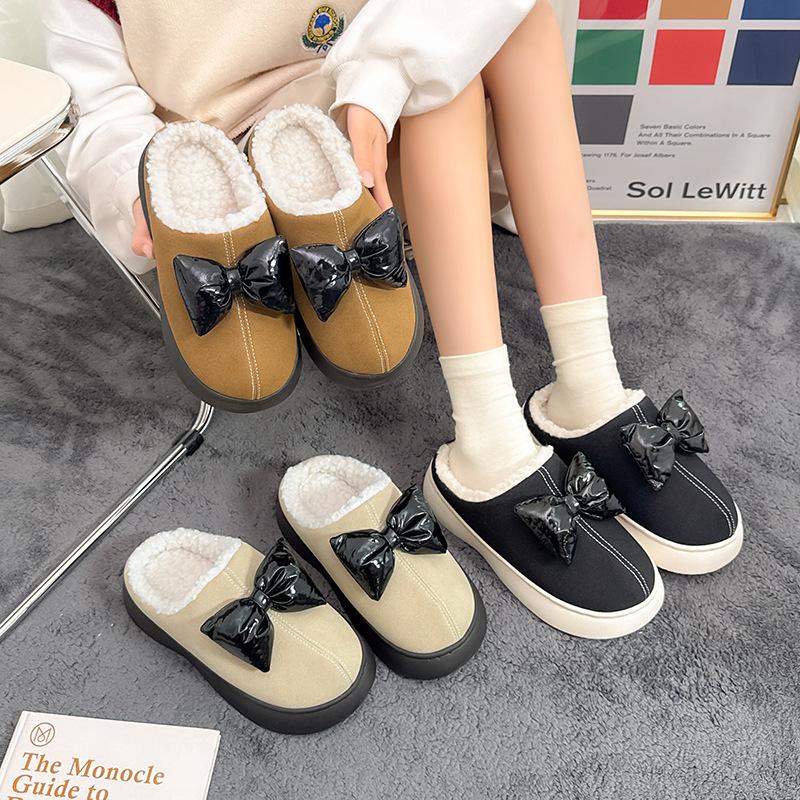 Warm Cotton Slippers Women's Autumn and Winter Shit Feeling Piled Thick Bottom Wear-resistant Deodorant Non-slip High Cotton Slippers Women's Winter