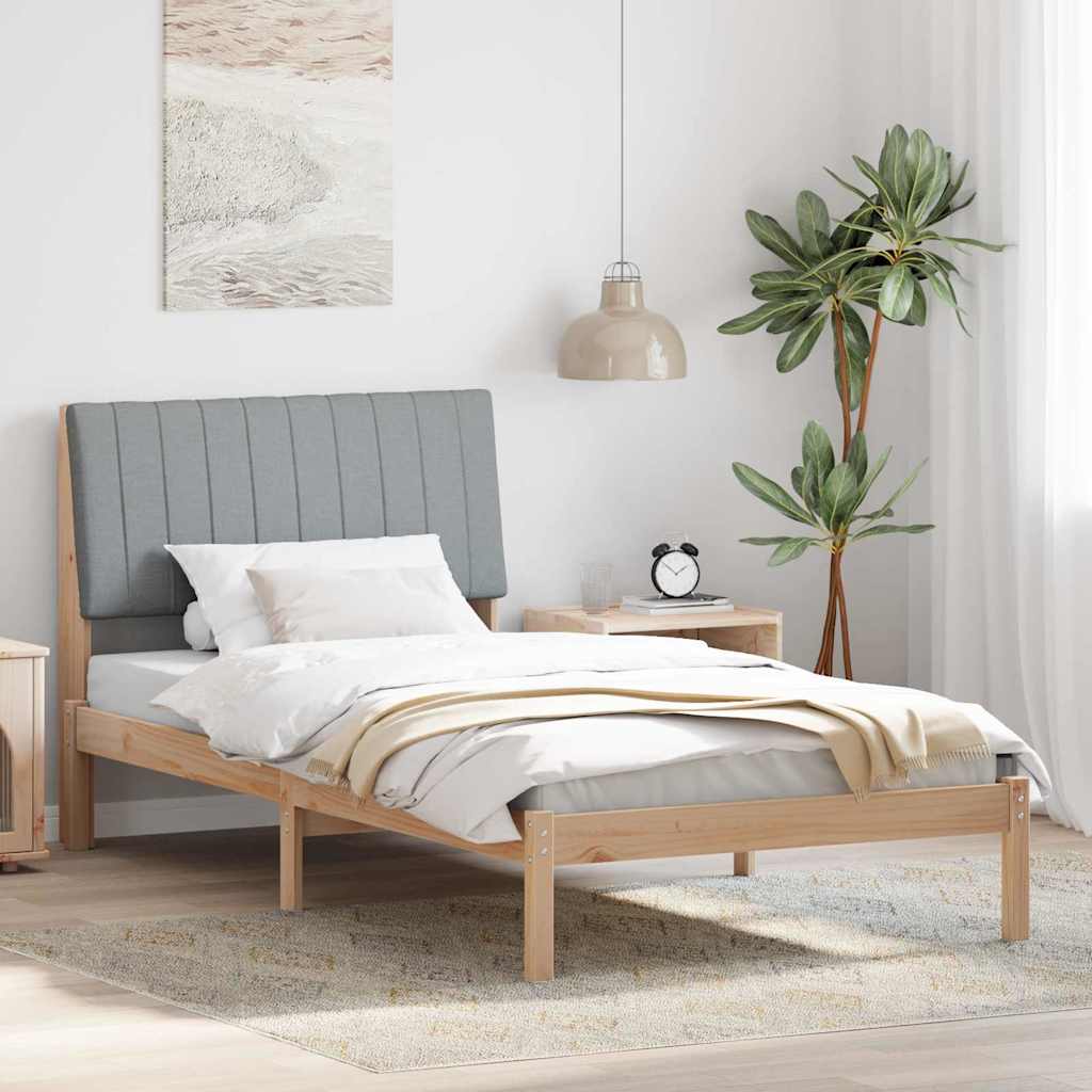Bed Frame with Headboard Brown 100 X 200 Cm Solid Pine Wood