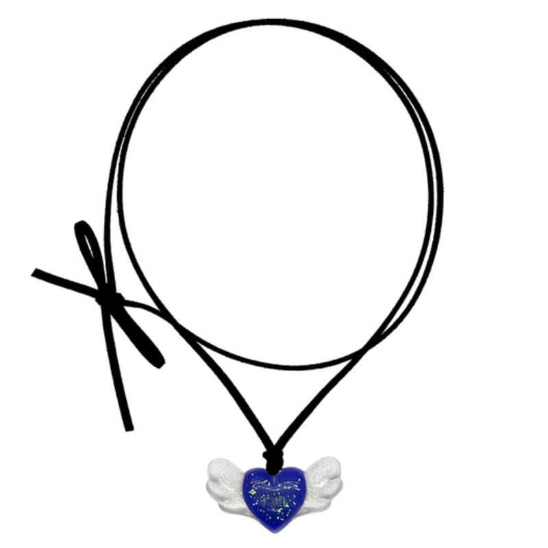 OTHER-worldly Heart Wings Pendant Necklace [Cobalt Blue]