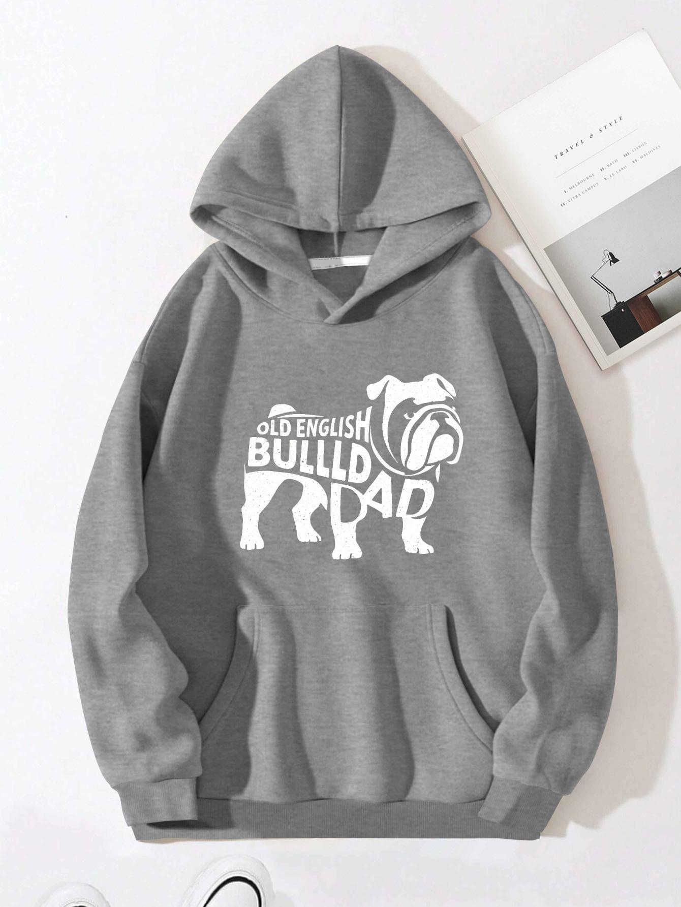 

Женские худи с папой-староанглийским бульдогом XXL серый