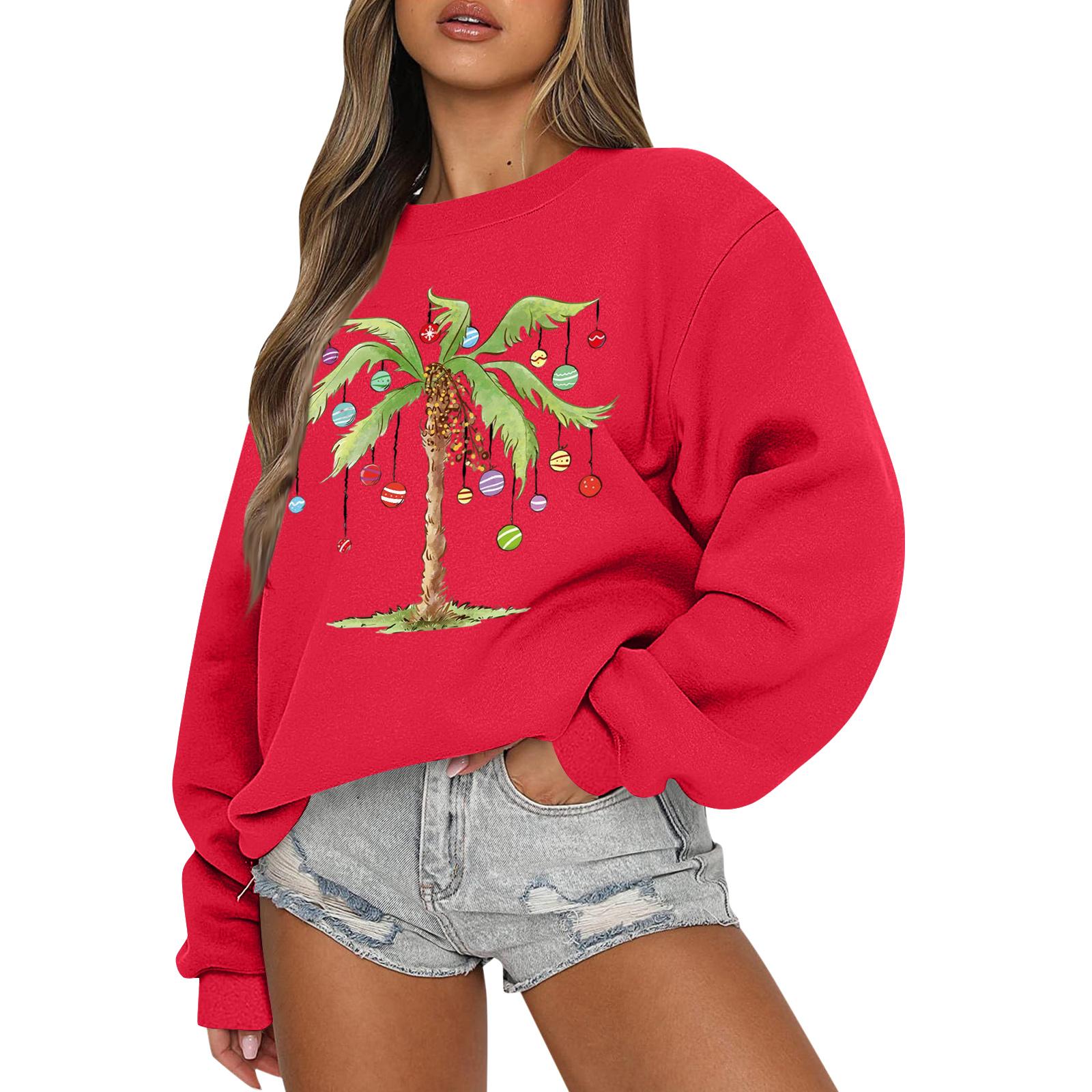 

Женские топы Женский свитшот с длинным рукавом Повседневный с круглым вырезом Свободного кроя Пуловер Флисовые топы M