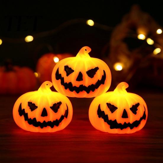 Realistic Festive Theme Props 3Pcs Halloween LED Pumpkin Light, Spooky Ghost Hanging Celebration Wall Hangings Decor for Bar, Glowing Haunted