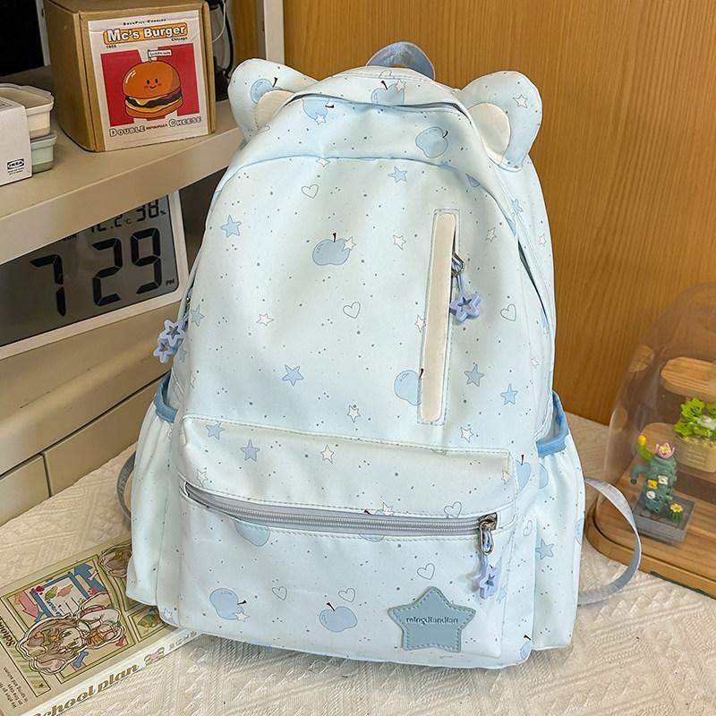Schoolbag Cute Cat Ears Star Print Girl Schoolbag High Value Ins Niche Design Large Capacity School Backpack