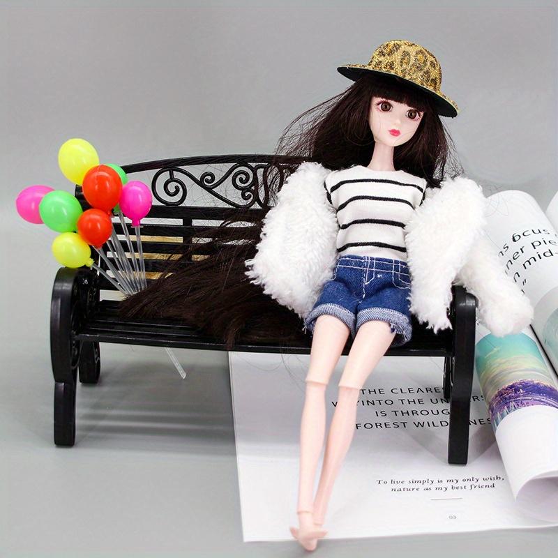 Mini Park Bench Model, Props for Shooting House Dolls - Perfect for Decorating Dollhouses and Fairy Gardens, Toy Accessories for Dolls