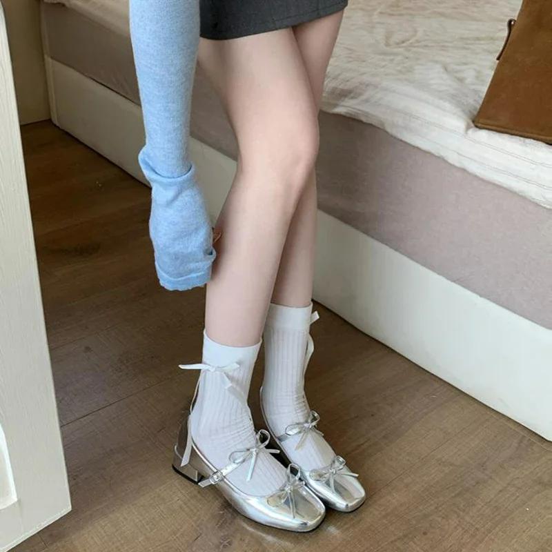 Fashion 2025 Spring Autumn Women Mary Jane Shoes Fashion Butterfly-knot Shoes Casual Low Heel Dress Street Style Shoes