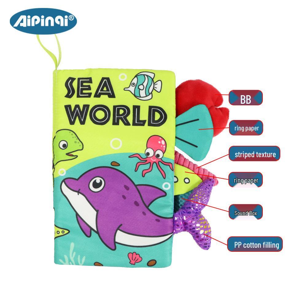 Aipinqi Baby Animal Tail Cloth Book – Tear-Resistant, Crinkle Paper Educational Toy for Early Learning.