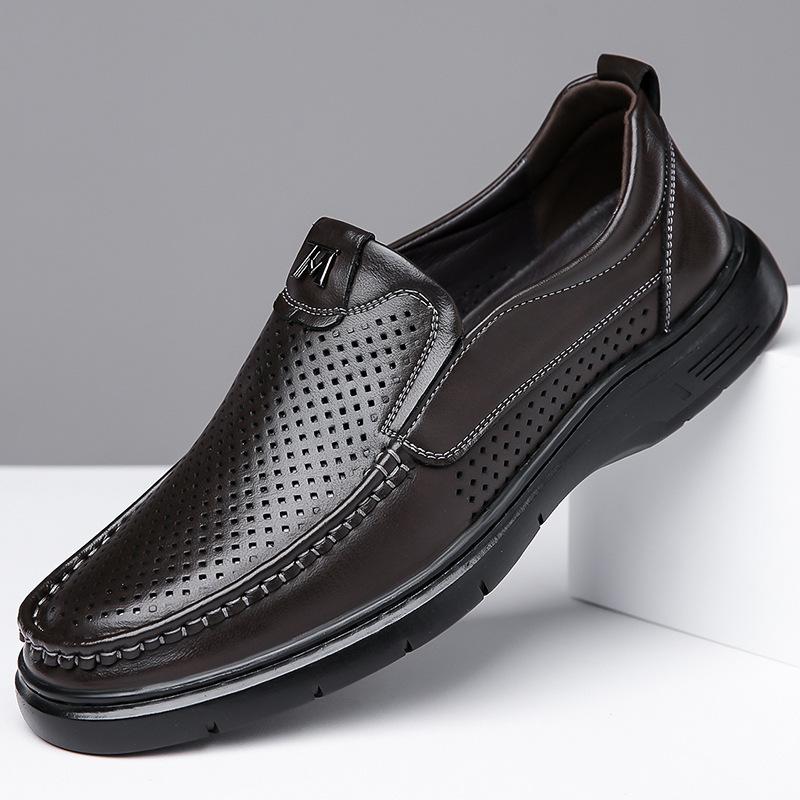 

2024 Весна и осень Новые мужские повседневные кожаные туфли Мужские ручные онлайн-сандалии из натуральной кожи Дышащие полые сандалии с отверстиями 7038 44