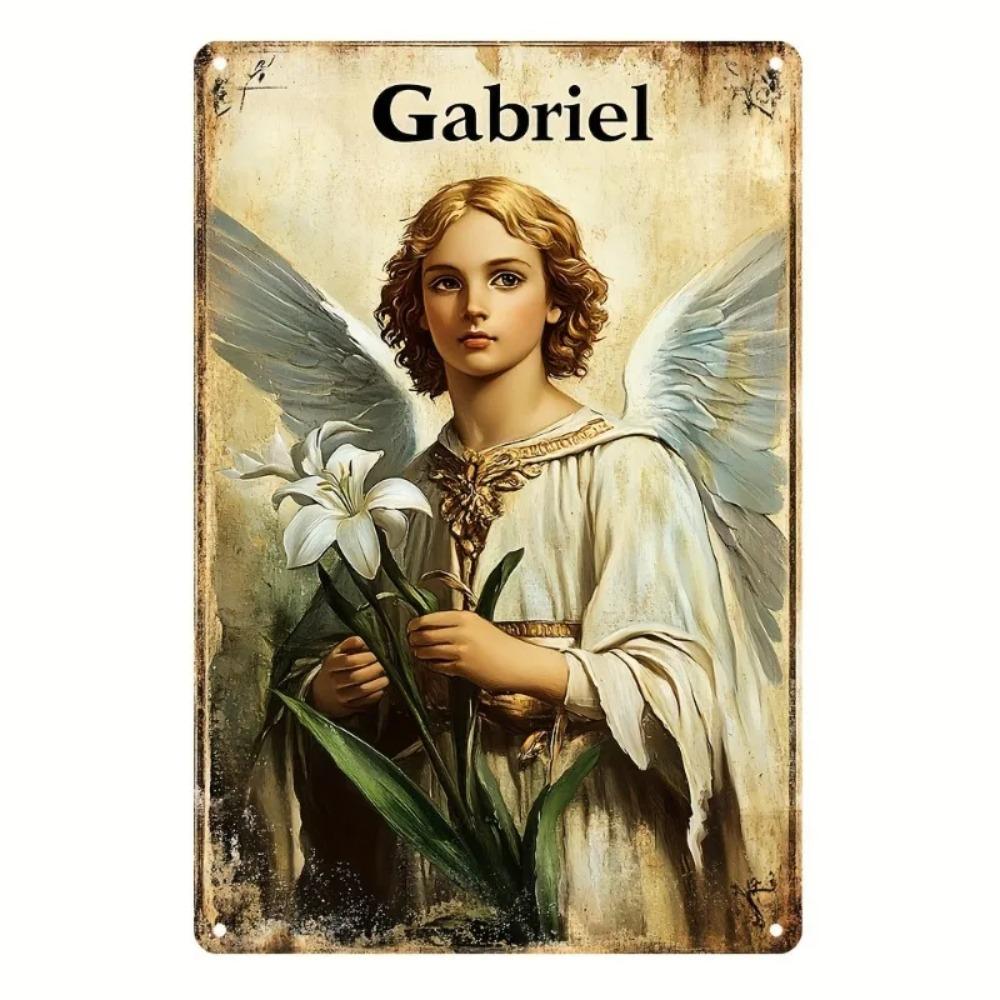 GabrielAngelArt Aluminum Angel Gabriel Yard Sign - Vintage Metal Wall Hanging, Multipurpose Garage/Cafe/Bar Decor