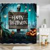 Läskiga Halloween Duschdraperier Svart Katt Pumpa Duschdraperi Häxa Lila Fladdermus Spindelnät Tyg Duschdraperi Badrumsdeko