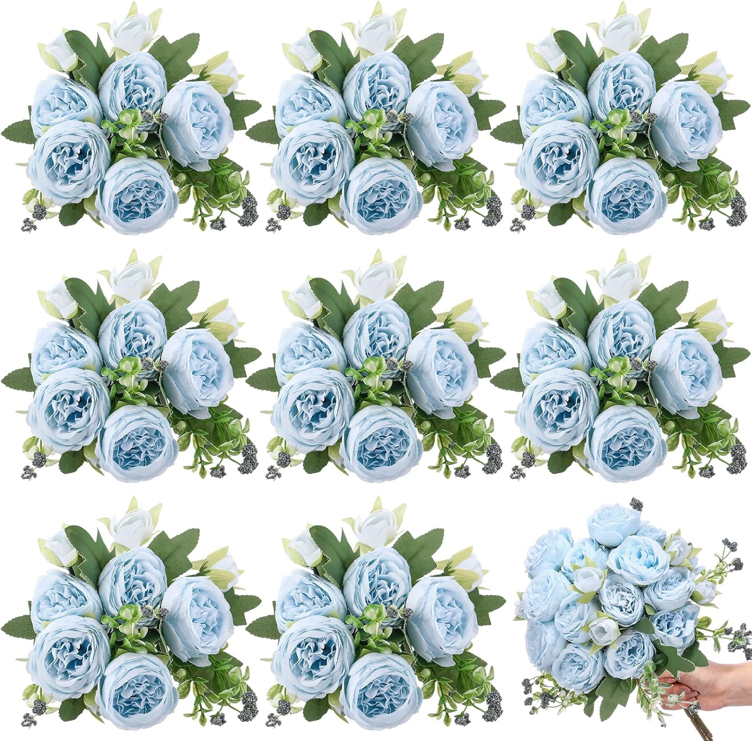 

4-20 Bundles Artificial Peonies Flower Boho Faux Flower Artificial Centerpiece Spring Bouquet Floral Wedding Decoration For Vase (As shown-23702)-4 Bundles