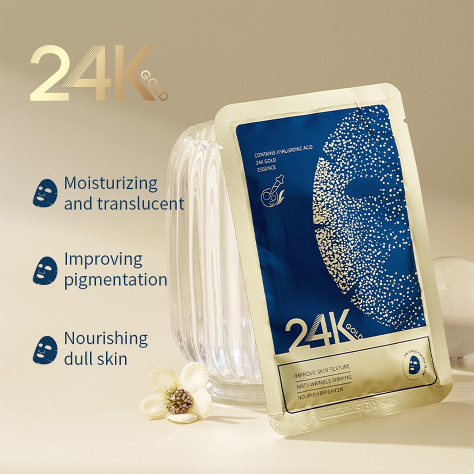 

24K Gold Face Mask 30 Sheets – Hydrating Nourishing Moisturizer for Women, Firming & Tightening Skin Care, All Skin Types One Size
