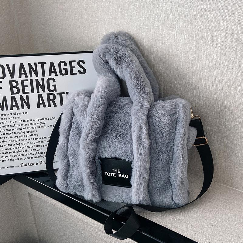 Autumn and Winter New Plush Bag Women's Bag Portable Tote Bag Large Capacity Shoulder Crossbody Hair Bag