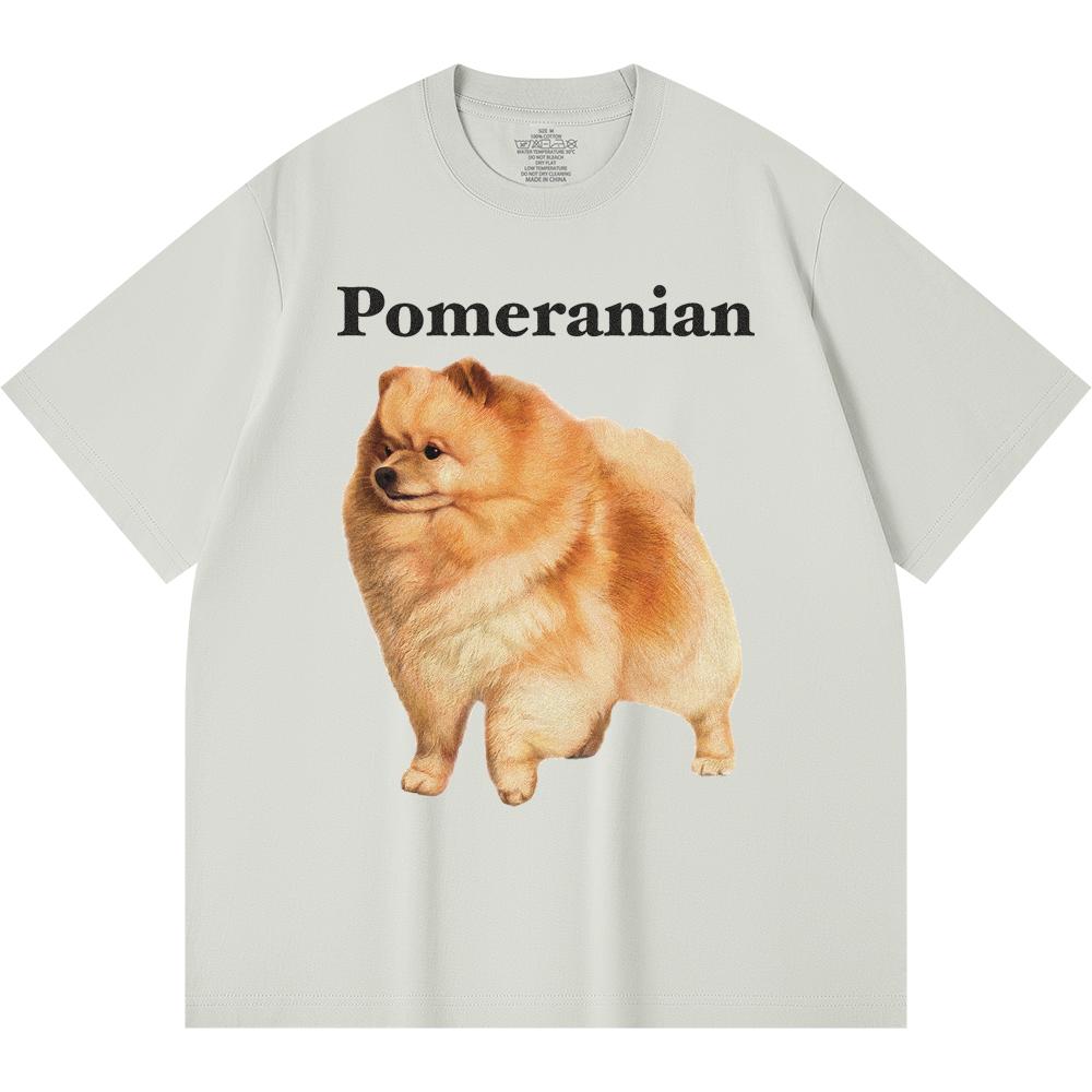 230GSM 100% bavlněné tričko s potiskem pomeraniana, vtipná trička ve stylu Harajuku, tričko z česané bavlny