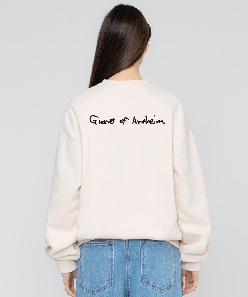 GRAVER [Unisex] Human Puppy Walk Back Logo Sweatshirt_Cream
