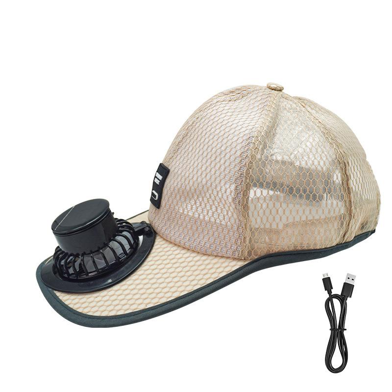 

Solar & USB Dual Charge Fan Hat, Outdoor Cooling Sun Visor, 3-Speed Mesh Baseball Cap жовтий