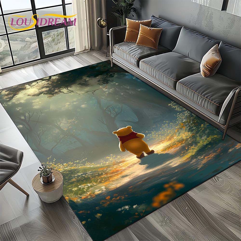 Tappeto Tappetino Decorativo Tappeto Cartoon Orso Winnie Pooh Carino 3D per Camera da Letto Soggiorno Casa Divano, Gioco Bambino Decorazione Grande Tappetino Pavimento Regalo