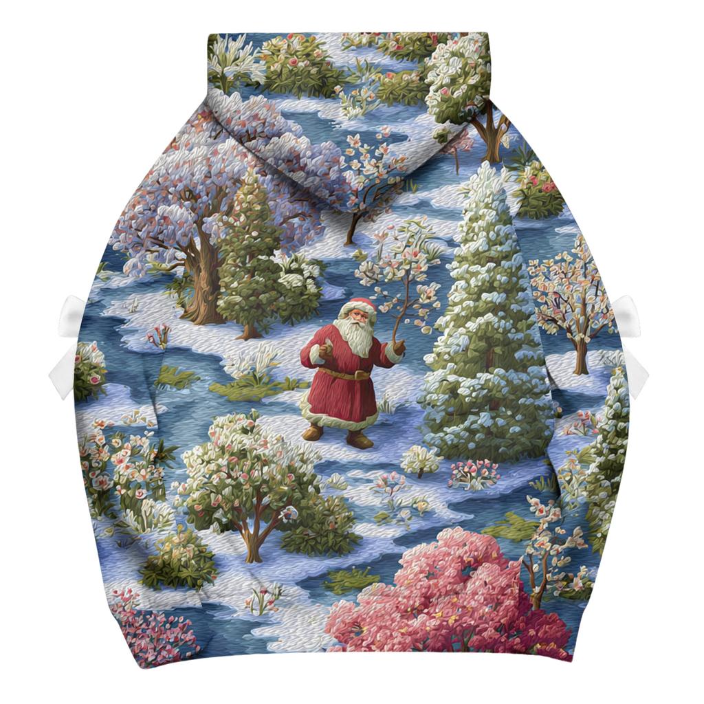 Ladies' Christmas Printed Bow Long Sleeved Loose Fitting Headband With Rope Hooded Sweatshirt Top