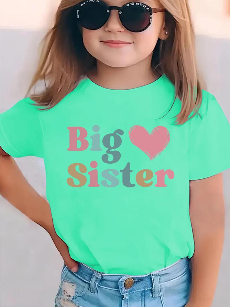 Summer fashion girls short-sleeved T-shirt with love cartoon pattern printed casual versatile top