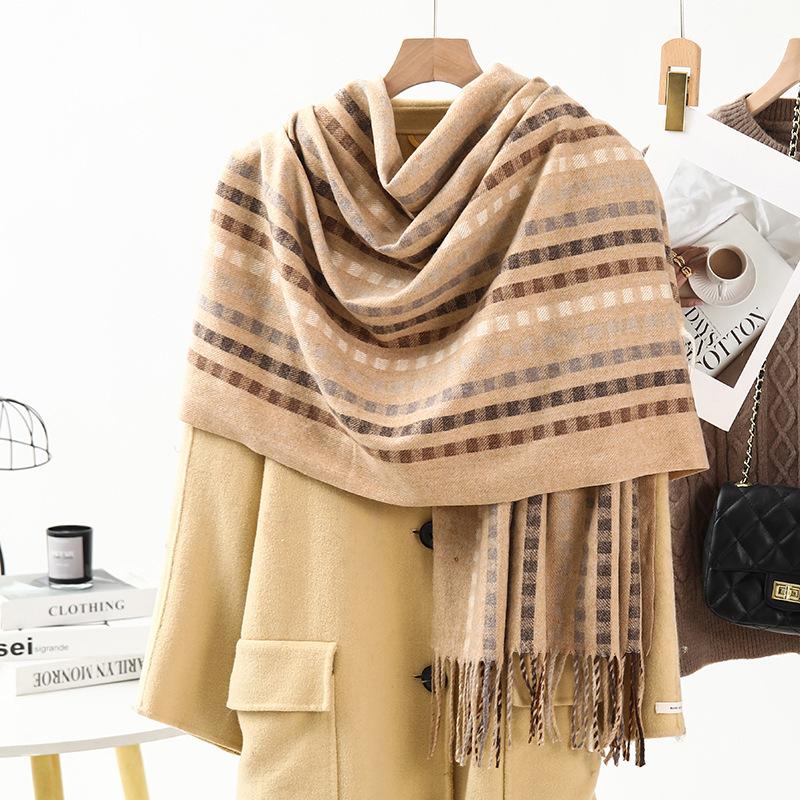 Plaid Scarf Women's Winter Thickened Warm New Men's Scarf Shawl High End Cashmere Wool Scarf