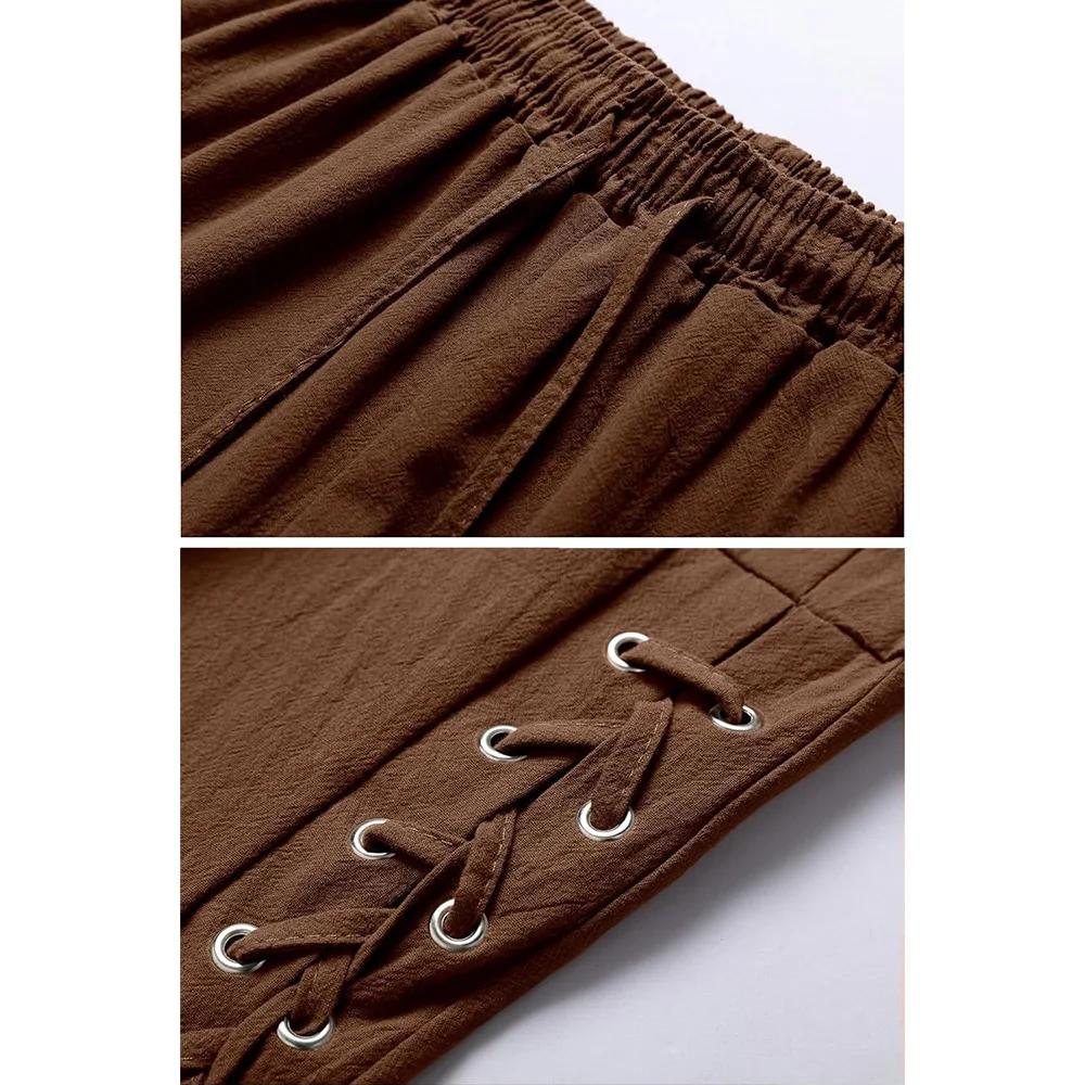 Herren Frühling Sommer Vintage Herren Mittelalter Wikinger Baumwolle Leinen Hose Halloween Mode Vintage Herren Unterteile