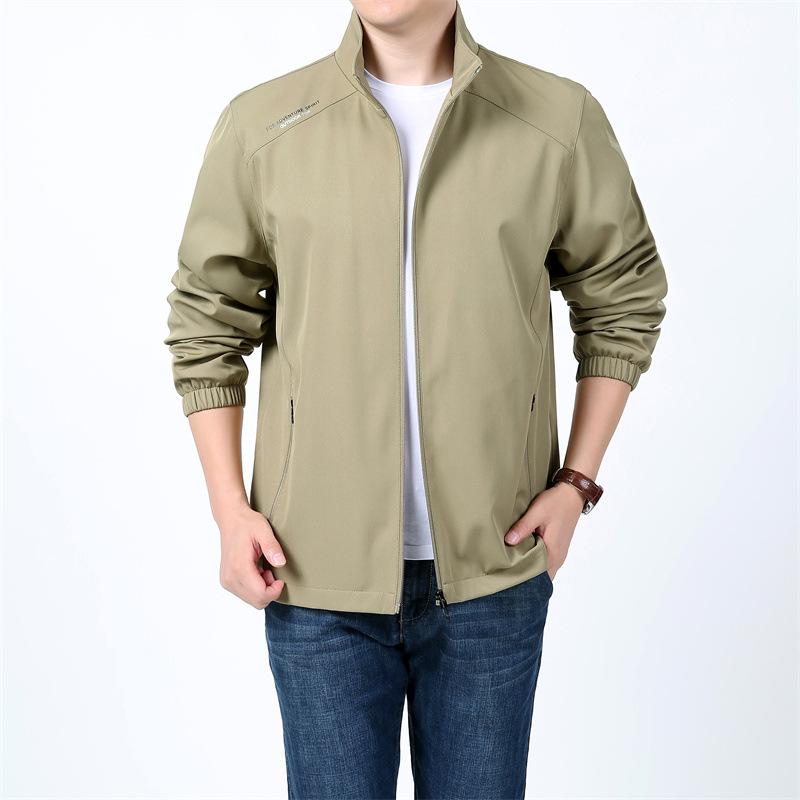 

Весенне-осеннее тонкое пальто мужская куртка со стойкой воротником папа повседневная свободная мужская одежда новая для среднего возраста универсальное пальто 5XL