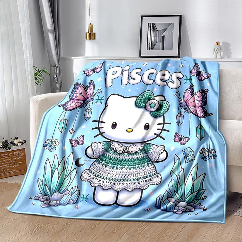 

1pc Hello Kitty s Dreamy Pisces Adventure Blanket, Soft Throw for Home Decor, Gift Idea, Living Room, Travel, Camping, Car Blankets, Beach, Office Nap 130x150cm