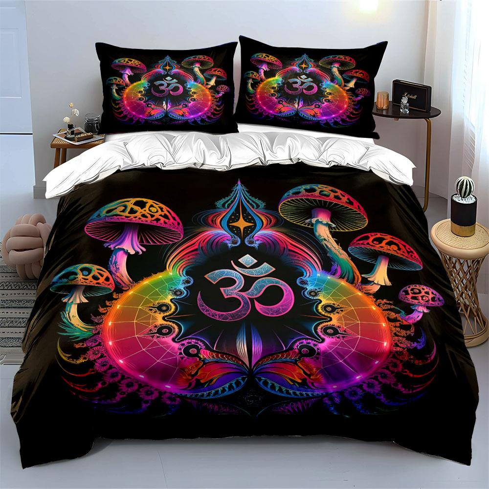 Psychedelische Kunst Meditations-Dekorations-Set Weiches hautfreundliches Bettwäsche-Set Enthält 1 Bettbezug und 2 Kissenbezüge Geschenk