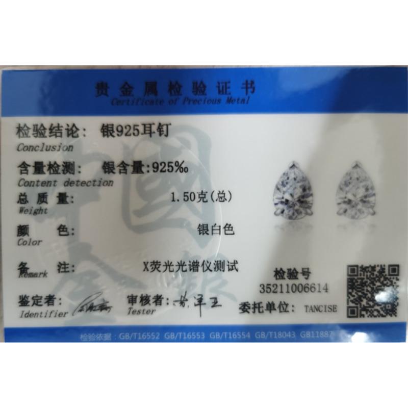 Gica Gema Klassische 100% 925 Sterling Silber Birne erstellt High Carbon Diamant Ohrstecker Weißgold Ohrringe edlen Schmuck